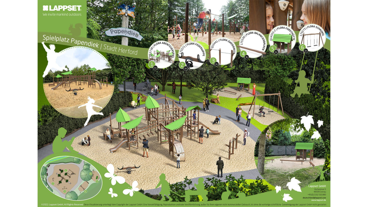 Der Flora-Spielplatz in Papendiek: Ein Ort, an dem Kinder in der Natur spielen und ihre Kreativität entfalten können.